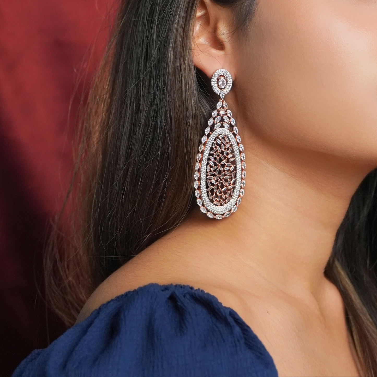 Teardrop Zircon Cocktail Earrings