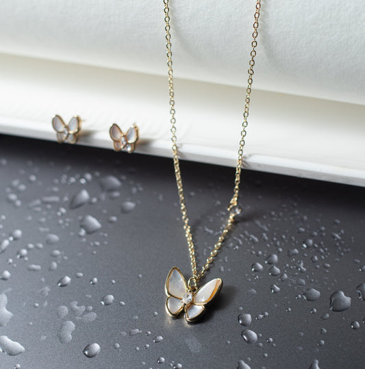 MOP Butterfly Necklace Set