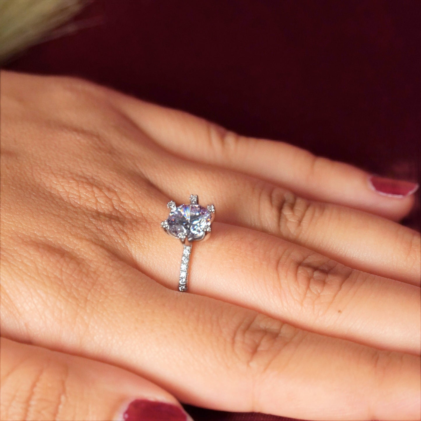 Rhodium Moissanite Embrace Ring