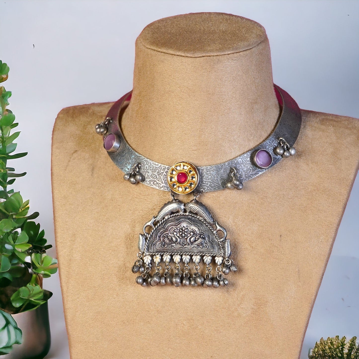 Antique Silver Rajasthani Necklace Set