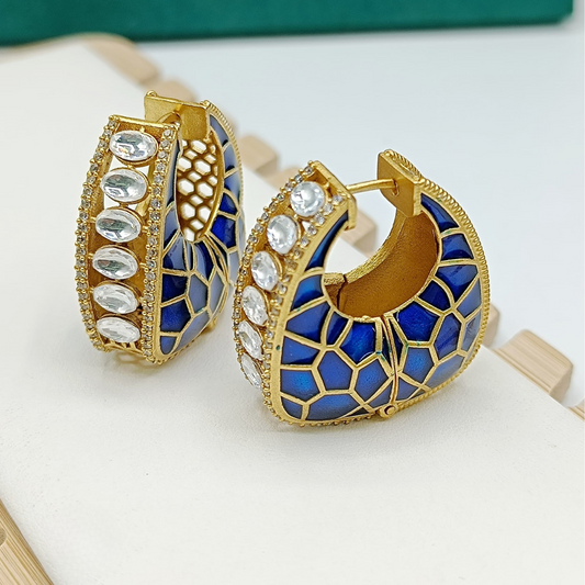 Sapphire Crest Hoops