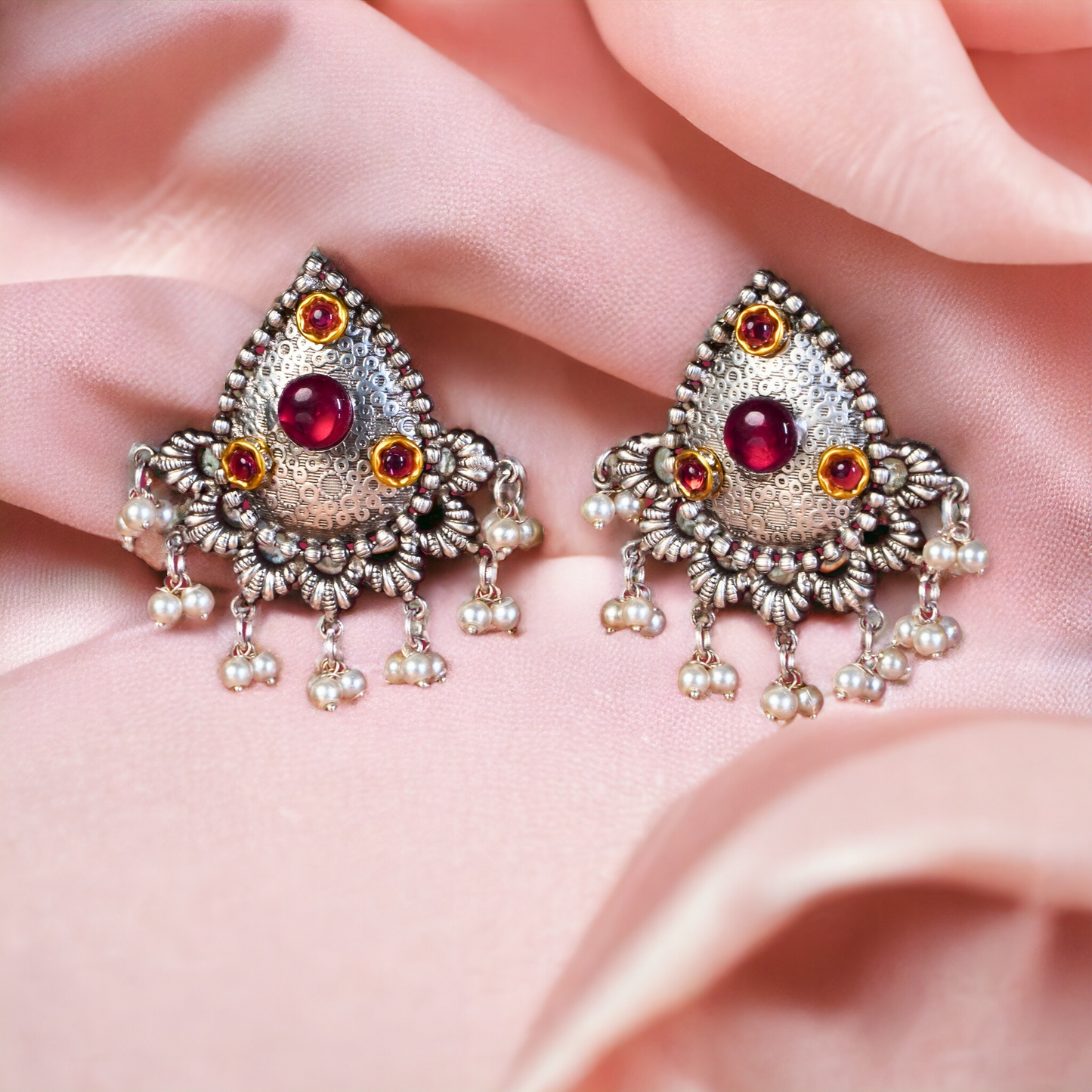 Silver Statement Chandballi Earrings