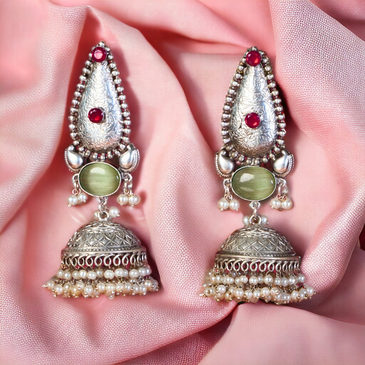 Temple Silver Jhumkis