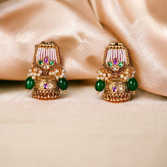 Rajputana Antique Pearl Jhumkis